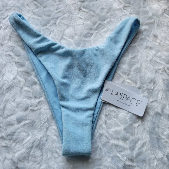 L*Space Bikini Bottom Women's Small Blue Terry Cheeky Swimwear by Revolve NWT - Picture 1 of 5